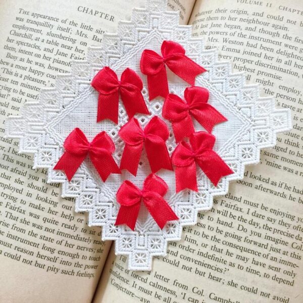small red fabric bows