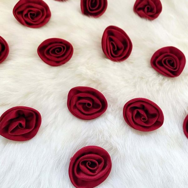 red fabric rose applique