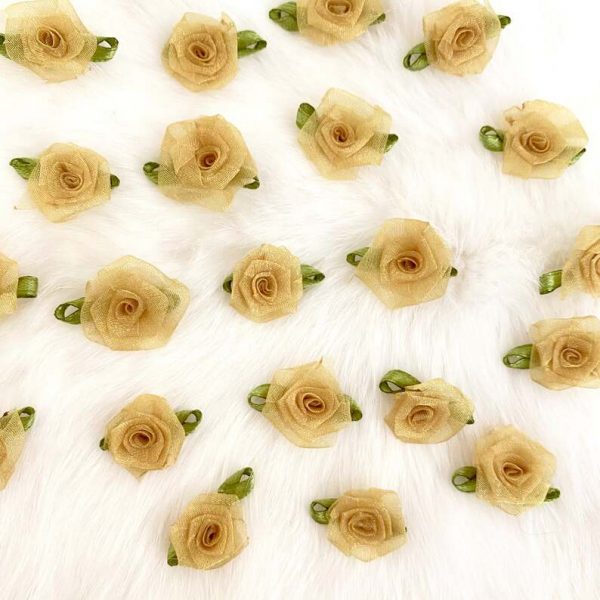 gold fabric craft roses