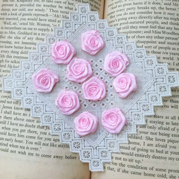 pink fabric craft roses by lunalandsupply
