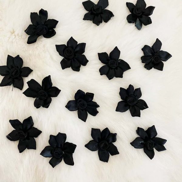 black fabric crafting flowers