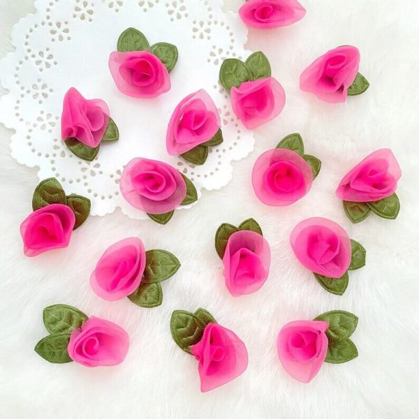 hot pink fabric roses by lunalandsupply