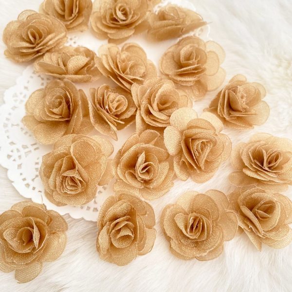 gold fabric roses for crafts