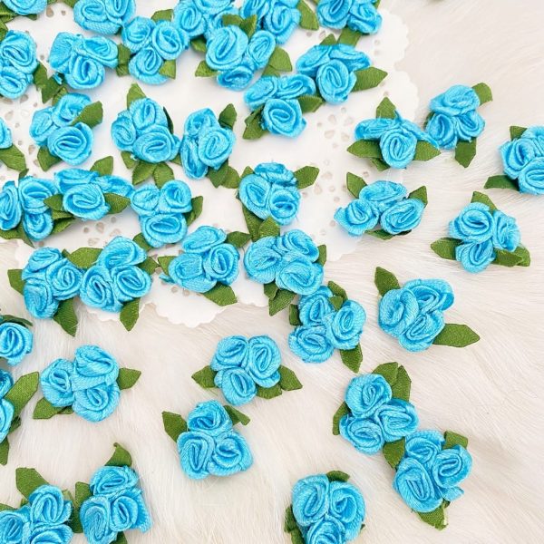 blue satin rosettes