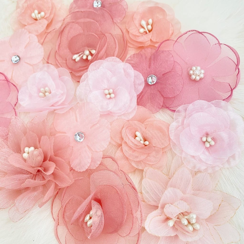 dusty pink fabric flowers